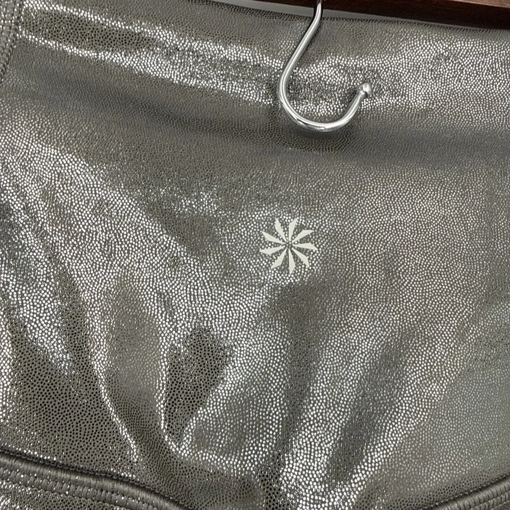 NWT Athleta Elation Shine Tight Silver Shimmer XXS Metallic HighWaist Athleisure